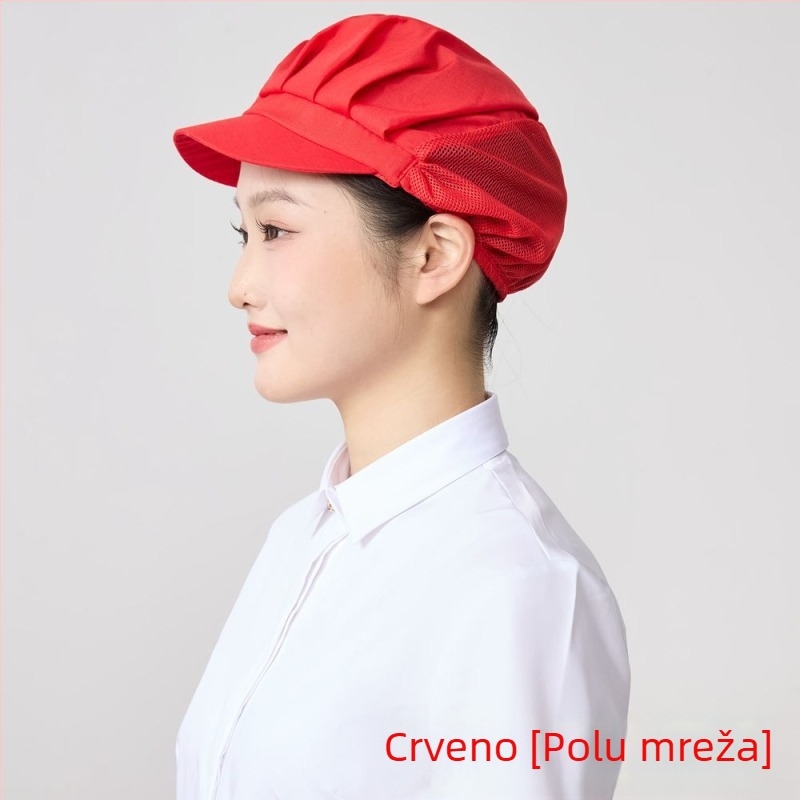 Mrežasta kapa za prehrambenu industriju, poliester, twill tkanina, monokromatski uzorak, korejski stil.