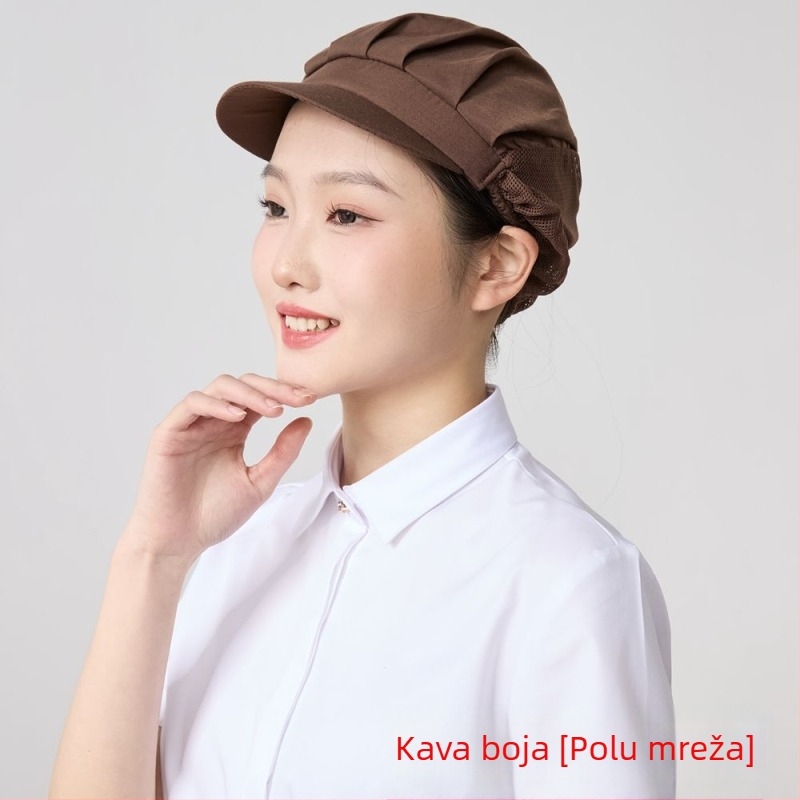Mrežasta kapa za prehrambenu industriju, poliester, twill tkanina, monokromatski uzorak, korejski stil.