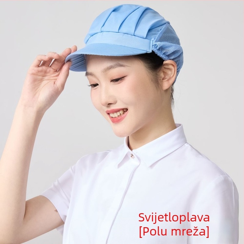 Mrežasta kapa za prehrambenu industriju, poliester, twill tkanina, monokromatski uzorak, korejski stil.