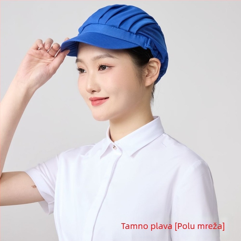 Mrežasta kapa za prehrambenu industriju, poliester, twill tkanina, monokromatski uzorak, korejski stil.