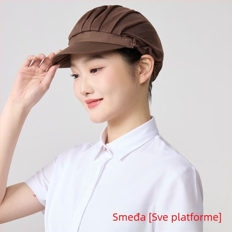 Mrežasta kapa za prehrambenu industriju, poliester, twill tkanina, monokromatski uzorak, korejski stil.