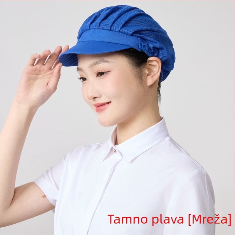 Mrežasta kapa za prehrambenu industriju, poliester, twill tkanina, monokromatski uzorak, korejski stil.