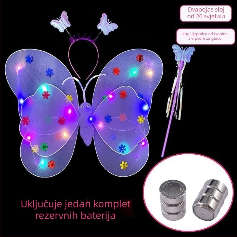 Djevojčice Svijetleća krila leptira — tkanina, animirani stil, scenska rekvizita