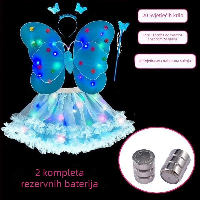 Djevojčice Svijetleća krila leptira — tkanina, animirani stil, scenska rekvizita