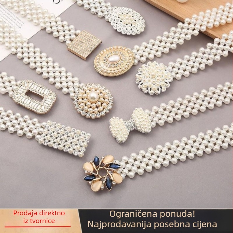 Lanac za struk s kristalima, metalni materijal, duljina 60–80 cm, širina 3 cm, sladak stil