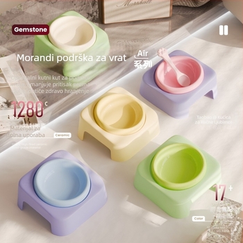 Keramička zdjela za mačke sa držačem i zaštitom vrata, plitak otvor