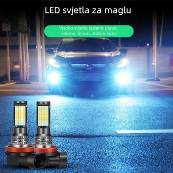 Automobilska LED prednja svjetiljka za maglu s tri boje 3030, kompatibilna s H3/H8/H11 – prednja magla žarulja sa bljeskom