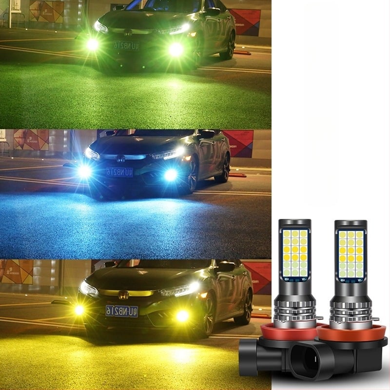 Automobilska LED prednja svjetiljka za maglu s tri boje 3030, kompatibilna s H3/H8/H11 – prednja magla žarulja sa bljeskom