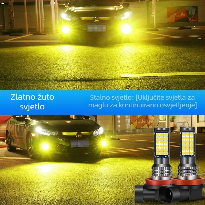 Automobilska LED prednja svjetiljka za maglu s tri boje 3030, kompatibilna s H3/H8/H11 – prednja magla žarulja sa bljeskom