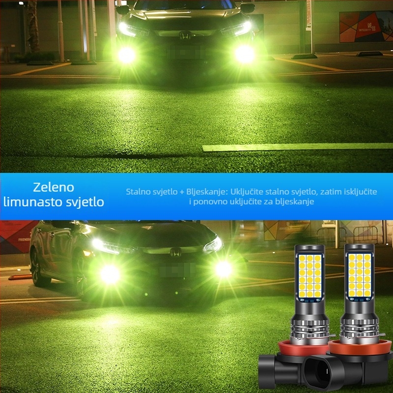 Automobilska LED prednja svjetiljka za maglu s tri boje 3030, kompatibilna s H3/H8/H11 – prednja magla žarulja sa bljeskom