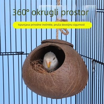 Gnijezdo za ptice od kokosove ljuske za papagaja s мотивом tigrove kože i mitskim feniksom – pleteno toplo gnijezdo