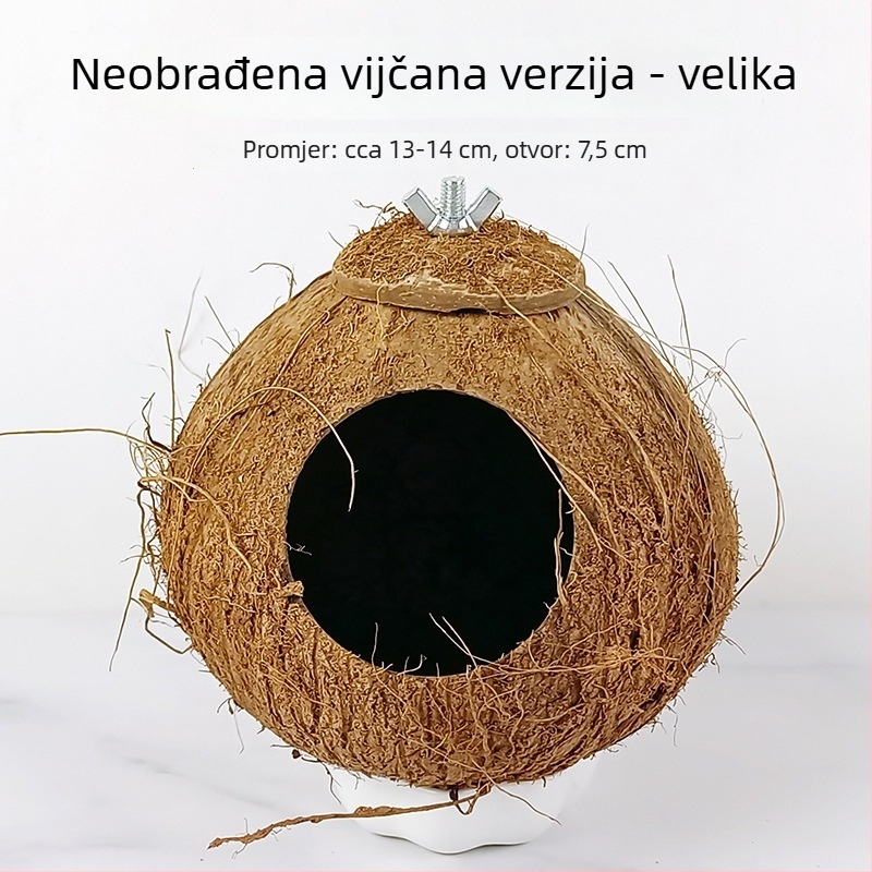 Gnijezdo za ptice od kokosove ljuske za papagaja s мотивом tigrove kože i mitskim feniksom – pleteno toplo gnijezdo