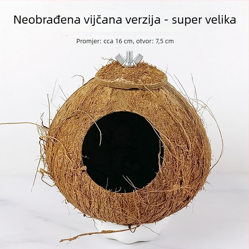 Gnijezdo za ptice od kokosove ljuske za papagaja s мотивом tigrove kože i mitskim feniksom – pleteno toplo gnijezdo