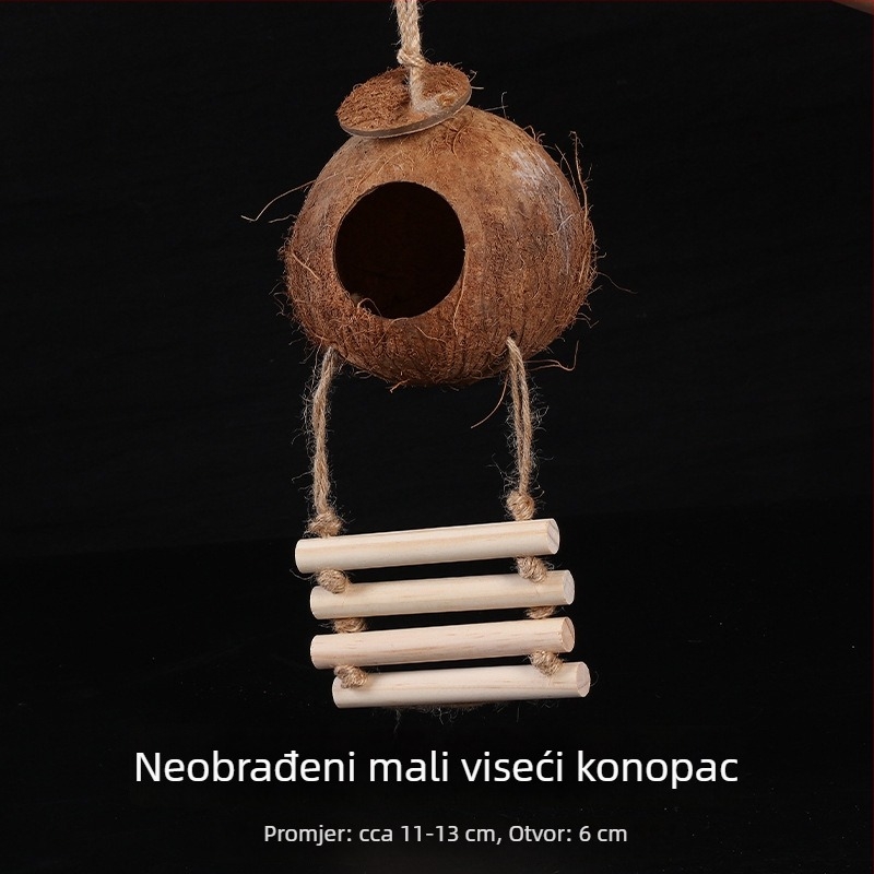 Gnijezdo za ptice od kokosove ljuske za papagaja s мотивом tigrove kože i mitskim feniksom – pleteno toplo gnijezdo