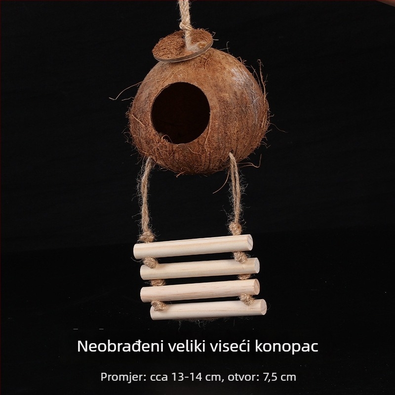 Gnijezdo za ptice od kokosove ljuske za papagaja s мотивом tigrove kože i mitskim feniksom – pleteno toplo gnijezdo