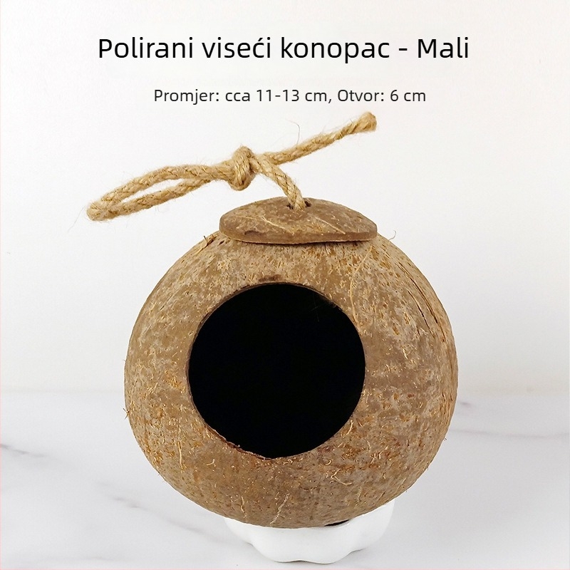 Gnijezdo za ptice od kokosove ljuske za papagaja s мотивом tigrove kože i mitskim feniksom – pleteno toplo gnijezdo