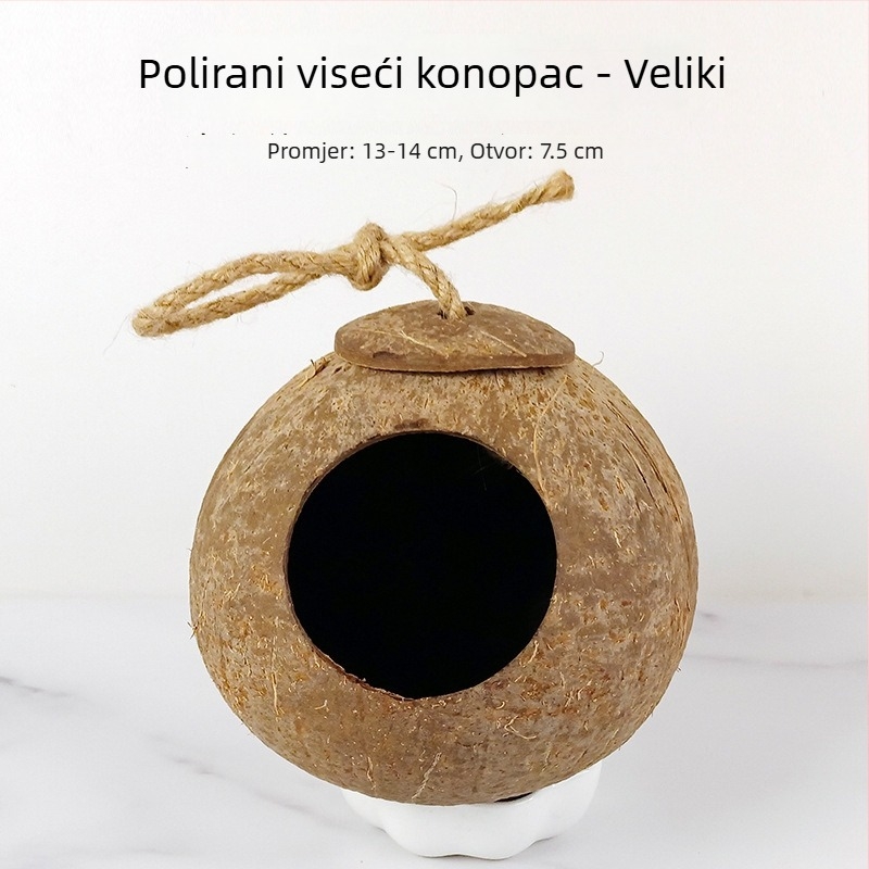 Gnijezdo za ptice od kokosove ljuske za papagaja s мотивом tigrove kože i mitskim feniksom – pleteno toplo gnijezdo