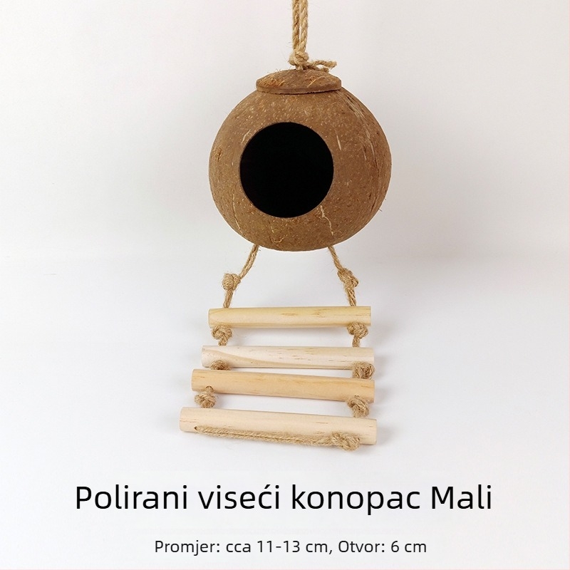 Gnijezdo za ptice od kokosove ljuske za papagaja s мотивом tigrove kože i mitskim feniksom – pleteno toplo gnijezdo