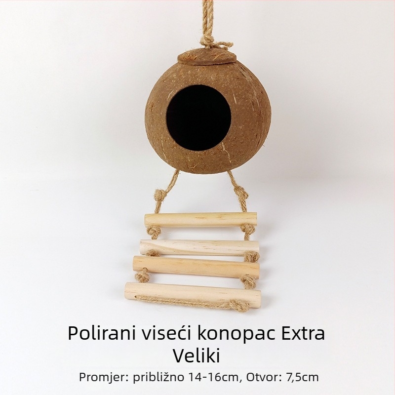 Gnijezdo za ptice od kokosove ljuske za papagaja s мотивом tigrove kože i mitskim feniksom – pleteno toplo gnijezdo