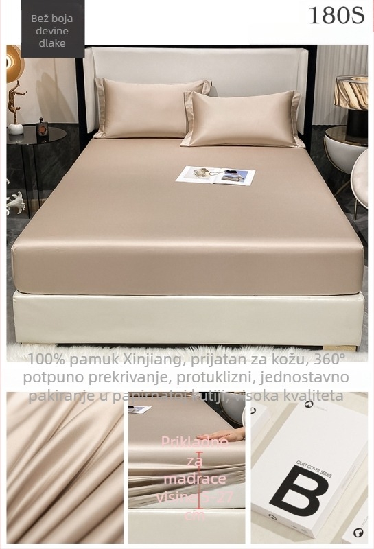 Set posteljine od 100% pamuka s 180 niti po inču — uključuje prilagođivu plahtu, ravnu plahtu i navlaku za kreveta (3-dijelni set)