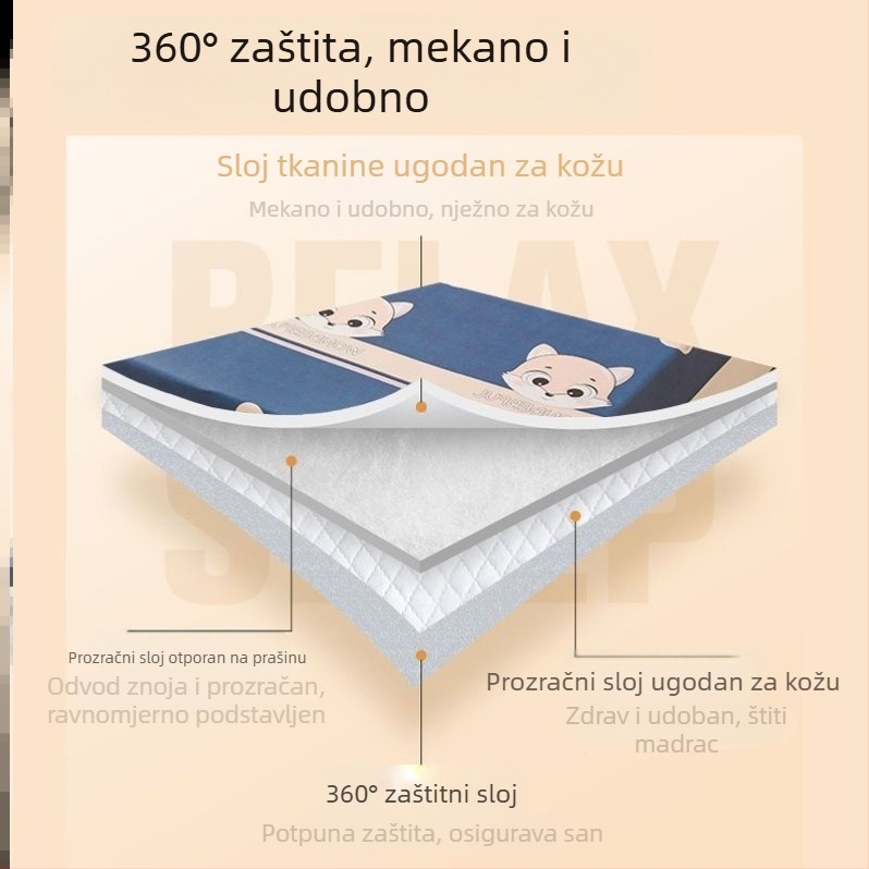 135x190 cm pamukasti prilagođeni plašt s punjenjem, potpuno pokrivanje madraca, protuklizno