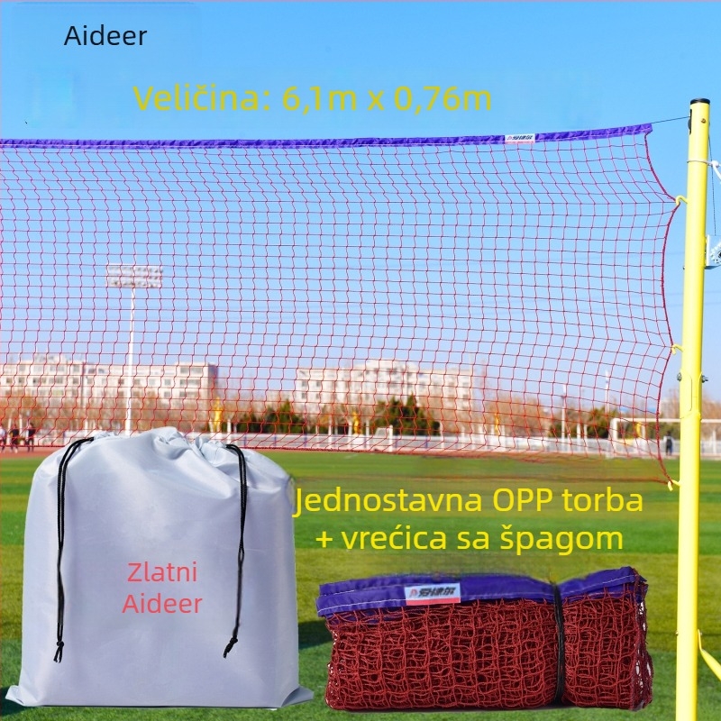 Prijenosna badminton mreža marke Aidil za amatersku praksu i igru na otvorenom, sa stubovima i mrežom
