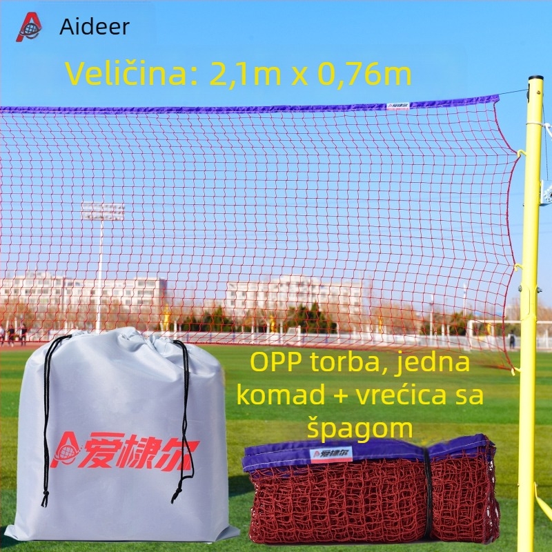 Prijenosna badminton mreža marke Aidil za amatersku praksu i igru na otvorenom, sa stubovima i mrežom