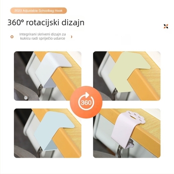 Hao Ming željezni držač za torbu za stol – uklonjivi, držač na rubu stola, jedan kuk, moderni jednostavan stil, nosivost iznad 30 kg