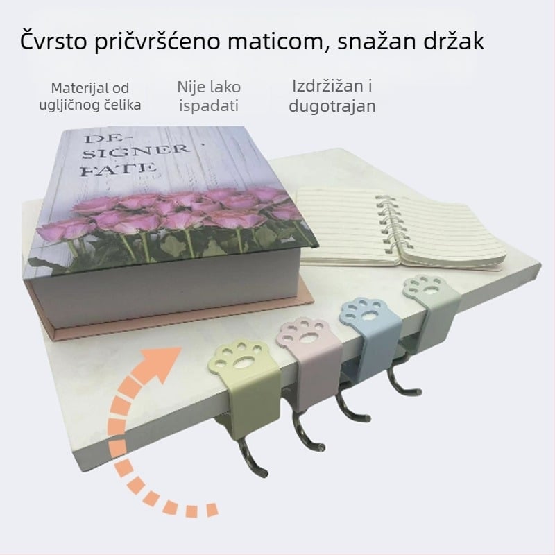 Hao Ming željezni držač za torbu za stol – uklonjivi, držač na rubu stola, jedan kuk, moderni jednostavan stil, nosivost iznad 30 kg