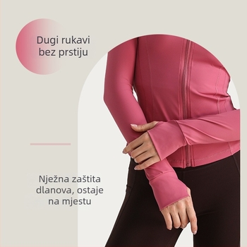 Ženska joga jakna, dugi rukav, široki kroj, materijal nylon/spandeks 80/20, odvodi vlagu