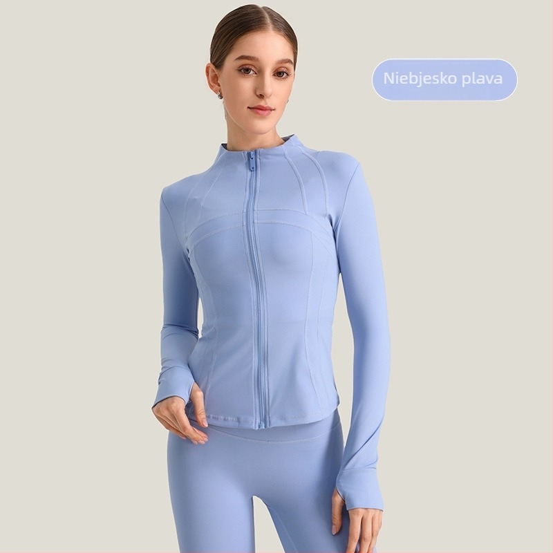 Ženska joga jakna, dugi rukav, široki kroj, materijal nylon/spandeks 80/20, odvodi vlagu