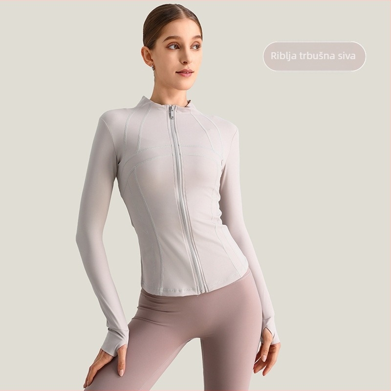 Ženska joga jakna, dugi rukav, široki kroj, materijal nylon/spandeks 80/20, odvodi vlagu