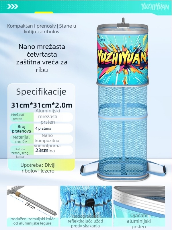 Nova mrežasta torba za divlji ribolov, vrećica za žive ribe sa brzo sušenjem, za male ribe