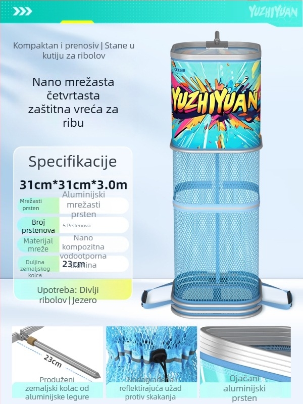 Nova mrežasta torba za divlji ribolov, vrećica za žive ribe sa brzo sušenjem, za male ribe