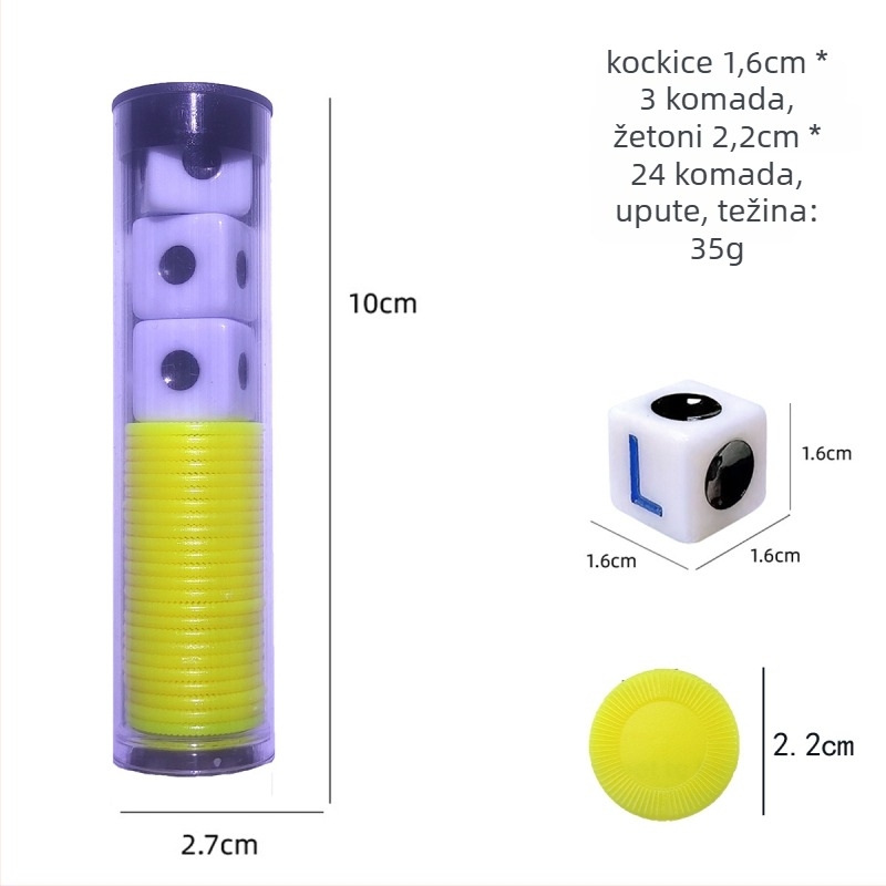 Left Center Right LRC Dice Set – akrilne kocke s zaobljenim kutovima, prilagodljiva kutija, za igre s kartama i društvene igre