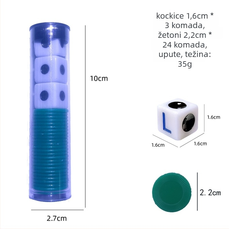 Left Center Right LRC Dice Set – akrilne kocke s zaobljenim kutovima, prilagodljiva kutija, za igre s kartama i društvene igre