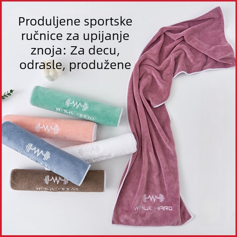 Sportski ručnik s upijanjem znoja, produžena duljina za teretanu, trčanje i jogu; mikrovlakna, velika, lagana za nošenje, brzo suši