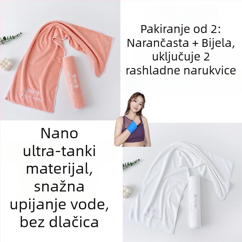 Sportski ručnik s upijanjem znoja, produžena duljina za teretanu, trčanje i jogu; mikrovlakna, velika, lagana za nošenje, brzo suši