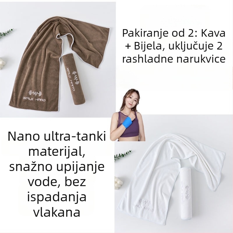 Sportski ručnik s upijanjem znoja, produžena duljina za teretanu, trčanje i jogu; mikrovlakna, velika, lagana za nošenje, brzo suši