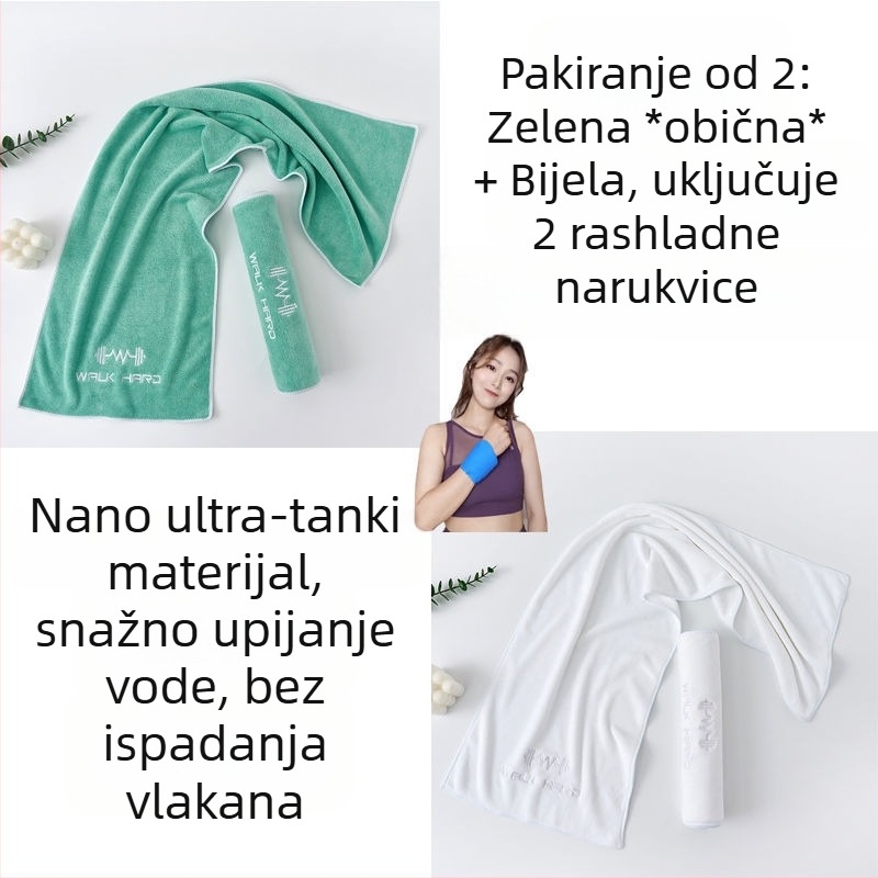 Sportski ručnik s upijanjem znoja, produžena duljina za teretanu, trčanje i jogu; mikrovlakna, velika, lagana za nošenje, brzo suši