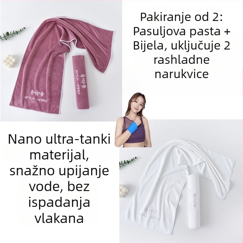 Sportski ručnik s upijanjem znoja, produžena duljina za teretanu, trčanje i jogu; mikrovlakna, velika, lagana za nošenje, brzo suši