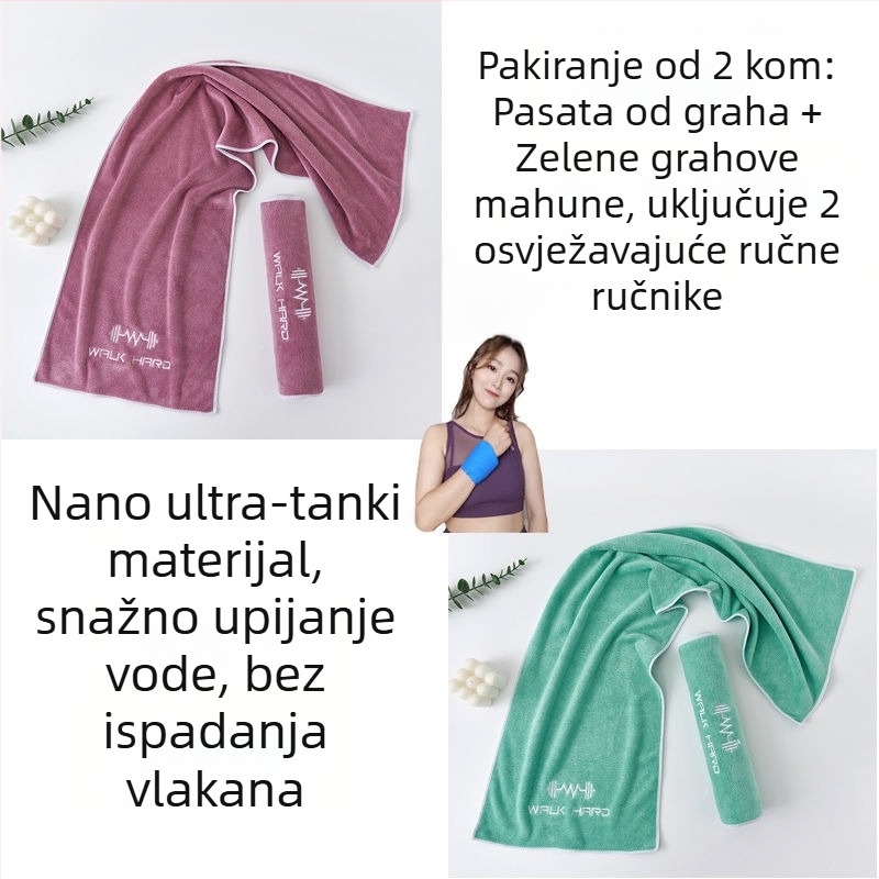 Sportski ručnik s upijanjem znoja, produžena duljina za teretanu, trčanje i jogu; mikrovlakna, velika, lagana za nošenje, brzo suši