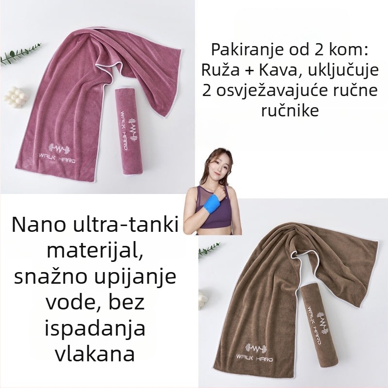 Sportski ručnik s upijanjem znoja, produžena duljina za teretanu, trčanje i jogu; mikrovlakna, velika, lagana za nošenje, brzo suši
