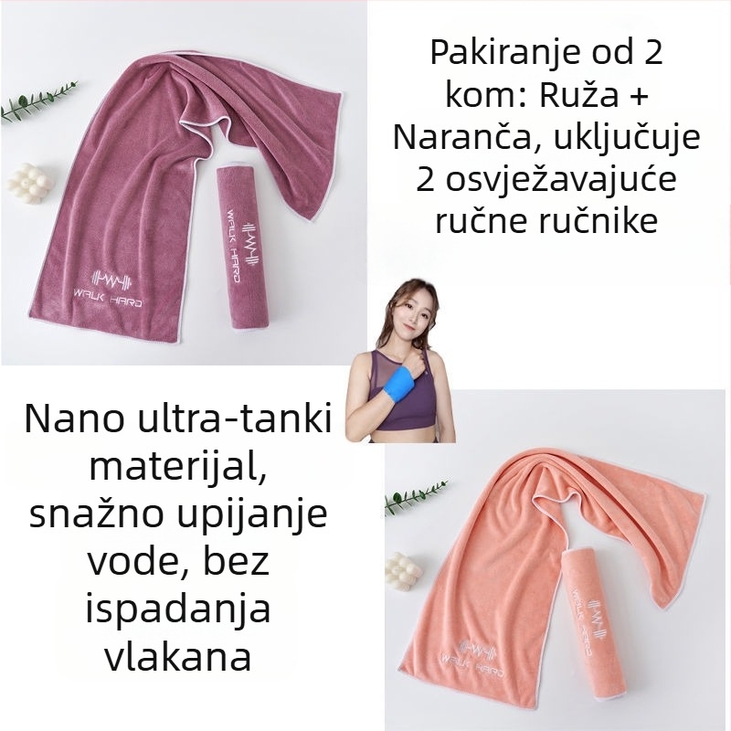 Sportski ručnik s upijanjem znoja, produžena duljina za teretanu, trčanje i jogu; mikrovlakna, velika, lagana za nošenje, brzo suši