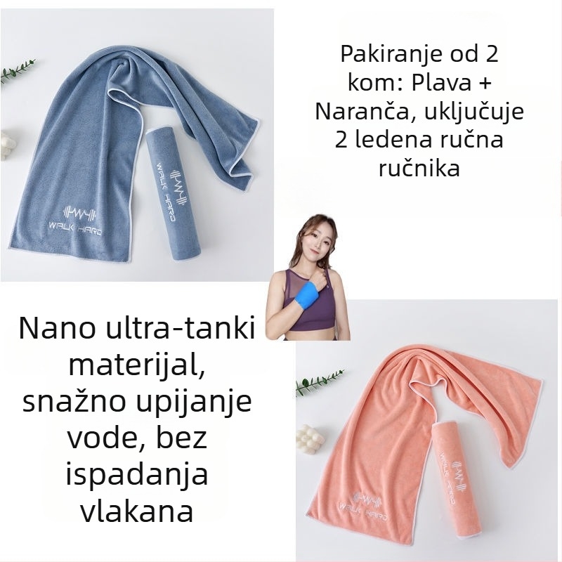 Sportski ručnik s upijanjem znoja, produžena duljina za teretanu, trčanje i jogu; mikrovlakna, velika, lagana za nošenje, brzo suši