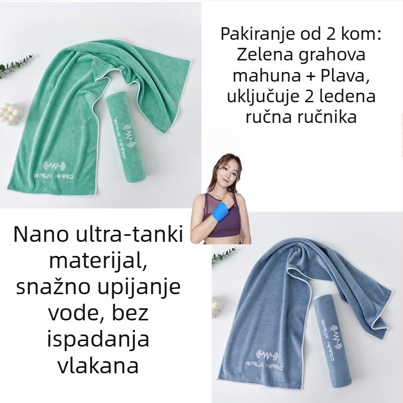 Sportski ručnik s upijanjem znoja, produžena duljina za teretanu, trčanje i jogu; mikrovlakna, velika, lagana za nošenje, brzo suši