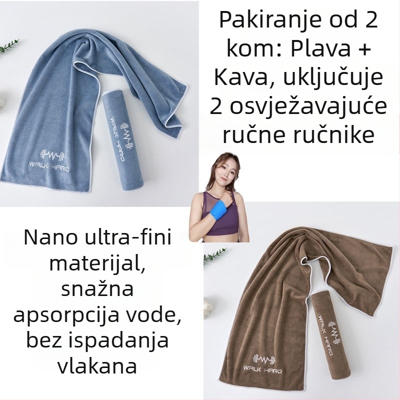 Sportski ručnik s upijanjem znoja, produžena duljina za teretanu, trčanje i jogu; mikrovlakna, velika, lagana za nošenje, brzo suši