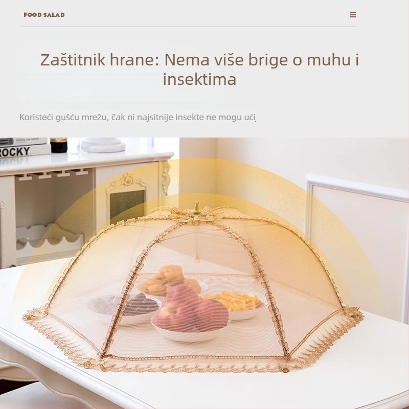 Wenwan prozračni pokrov za hranu, sklopivi pokrov za stol, mrežasti dizajn, zaštita od prašine i insekata za kućnu uporabu