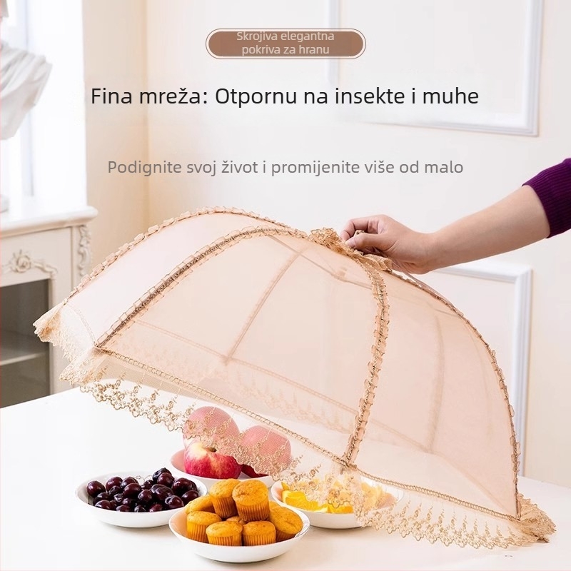 Wenwan prozračni pokrov za hranu, sklopivi pokrov za stol, mrežasti dizajn, zaštita od prašine i insekata za kućnu uporabu