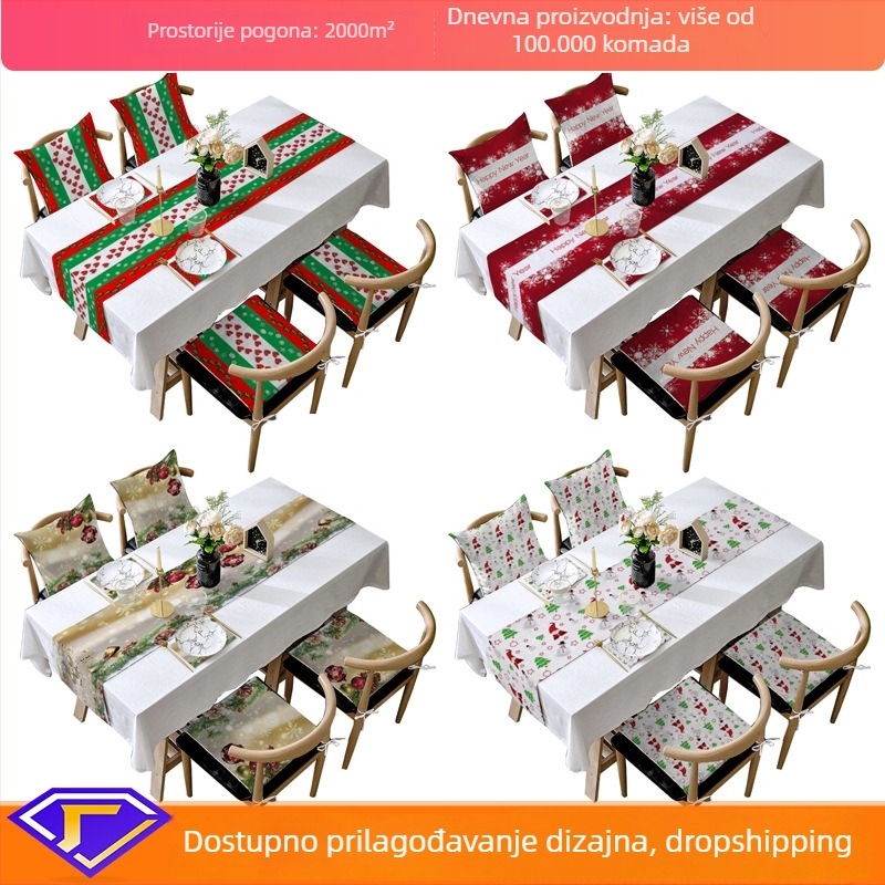 Set stolnih zastavica – Božićna lanena dekoracija s motivom Mjeseca; Materijal: lan s brušenom podlogom; Sadržaj vlakana: 80%; Sadržaj podskupine: 80%; Prilagodljivo obrađivanje